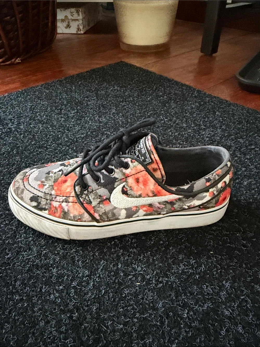 Nike Stefan Janoski Digi Floral Canvas Sneakers - Black & Orange